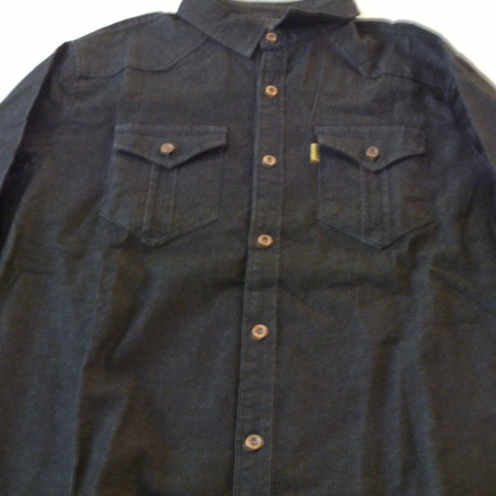 Men's black denim long sleeved shirt
